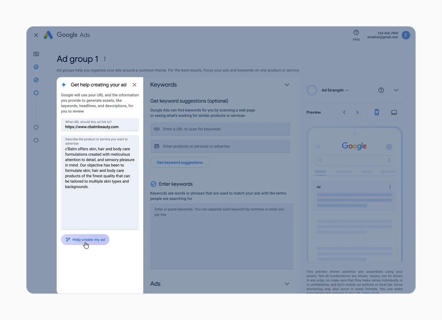 Creating compelling ad copy image